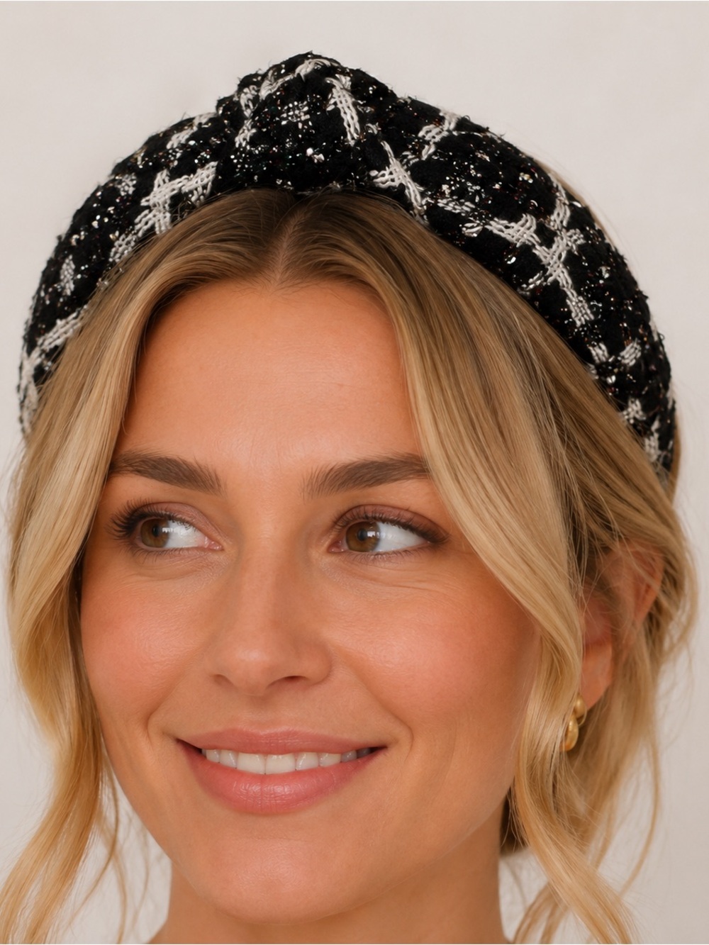 LOFT Black & White Tweed Knot Headband